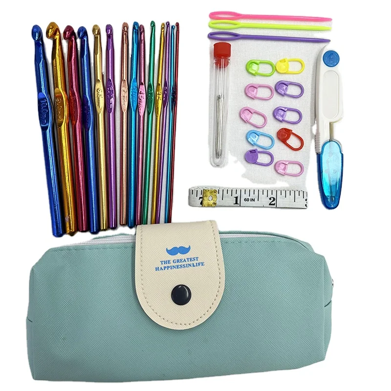 40 PCS14 Sizes Crochet Hooks Set 2 mm-10 mm Ergonomic Crochet Hooks Knitting Needles With Case