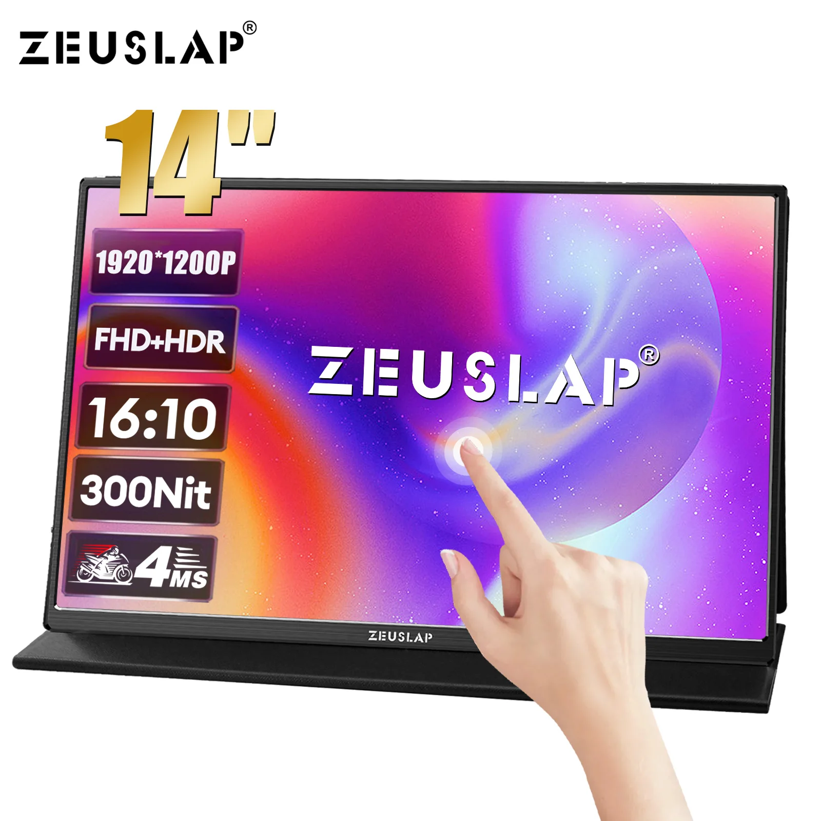 ZEUSLAP 14 дюймов 1920*1200P 60 Гц 16:10 FHD + HDR IPS сенсорный экран портативный монитор