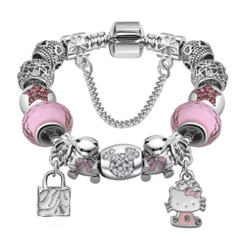 925 Sterling Silver Charm Jewelry Infinity Knot Heart-Shaped Rose Bead Sliding Bracelet Pad Crystal Fits Original Pandoras