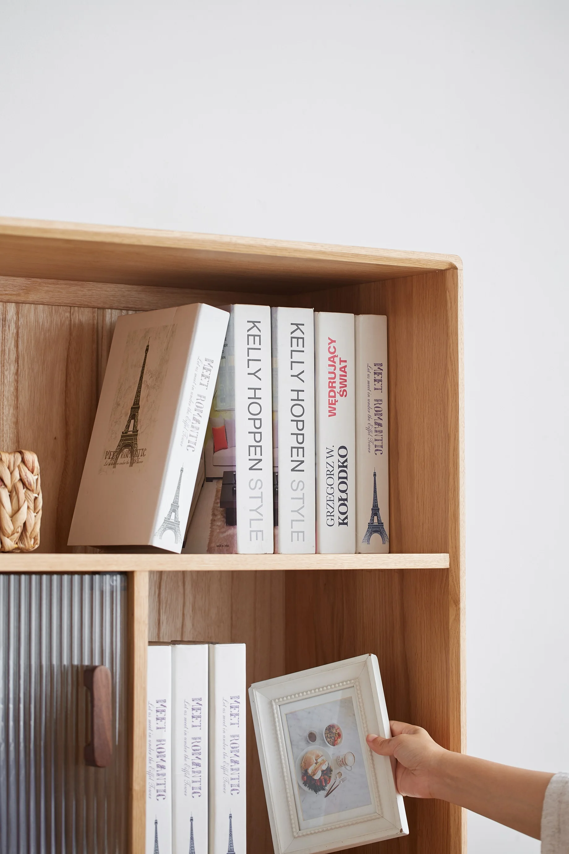 H7171 top selling 4 tiers bookshelf storage solid oak wood bookshelf modern