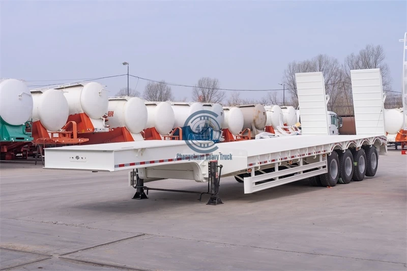 Hydraulic Extendable 3/4/5Axles Low Bed Semi Trailer at Low Price 40ft Flatbed Trailer Dimensions