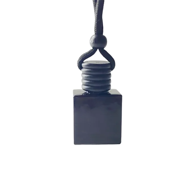 Hot Sale Hanging Bottle 8ml 10ml 15ml Black Flat Square Shape Glass Diffuser Bottle Car Perfume Bottles