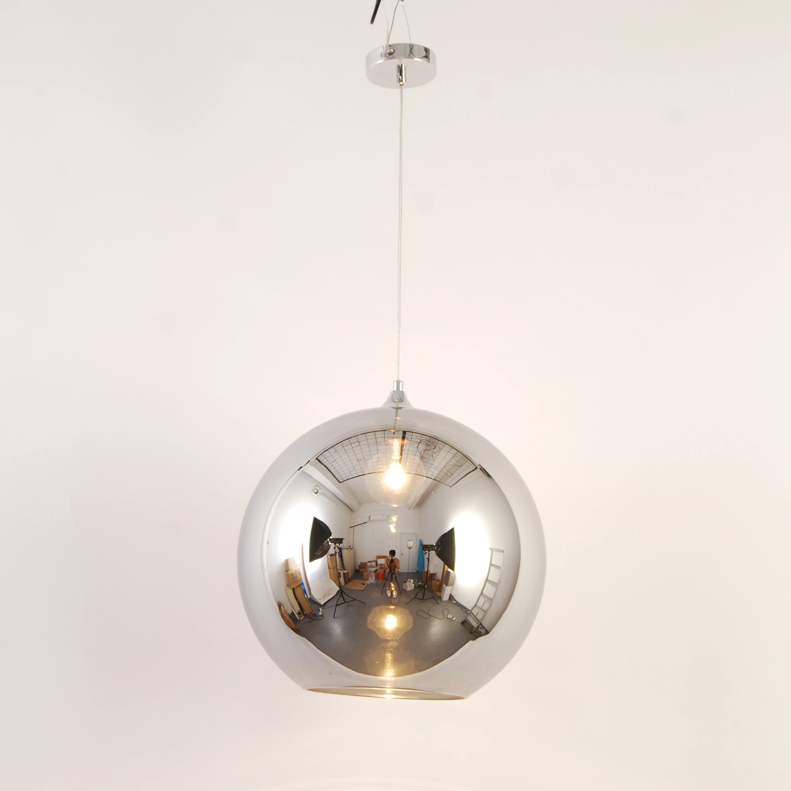 Shinny Chrome Single Glass Ball Pendant and Chandelier Lamp Luxury House