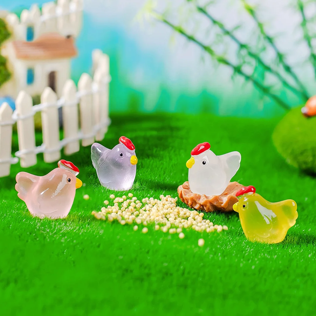 Creative cute small animal luminous desktop small ornaments, hen shape small mini crafts, home furnishing decoration