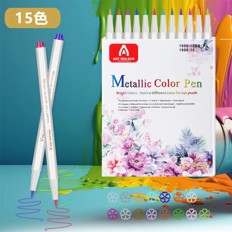 Metallic Acrylic Marker Soft-Tip Marker 12/15/20/30 Color Hand-Painted Graffiti Pen For Student