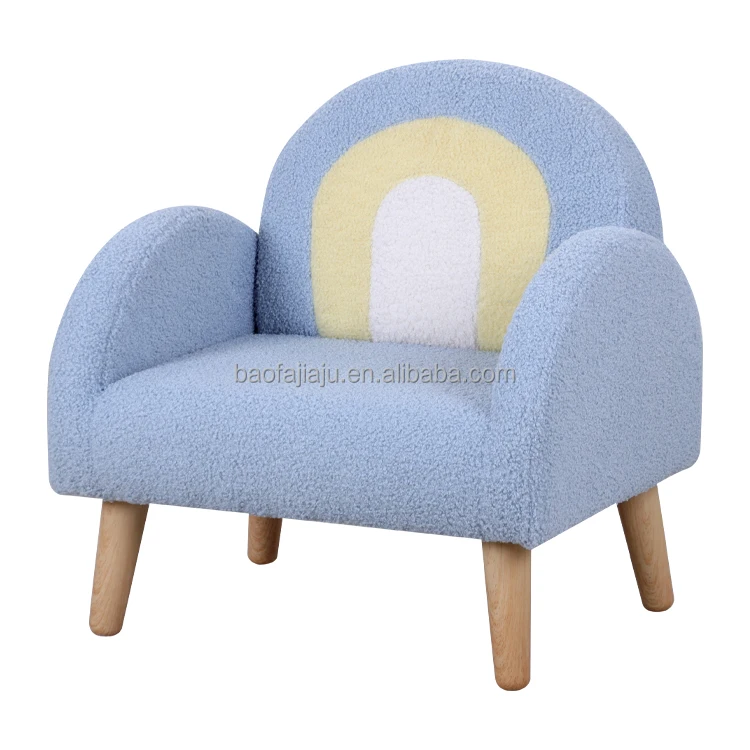 Wholesale blue new kids sofa custom living room child chair mini solid wood kids stool