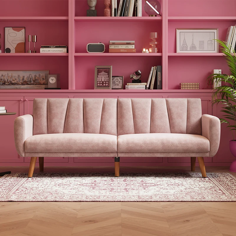 American Style Sofa Bed Design Three Seater Fabric Velvet Upholstery Futon Folding Sofa Bed With Big Discount