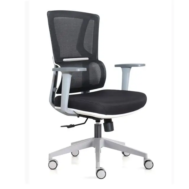 Wholesale price low back white plastic armrest mesh office chair with lumber support