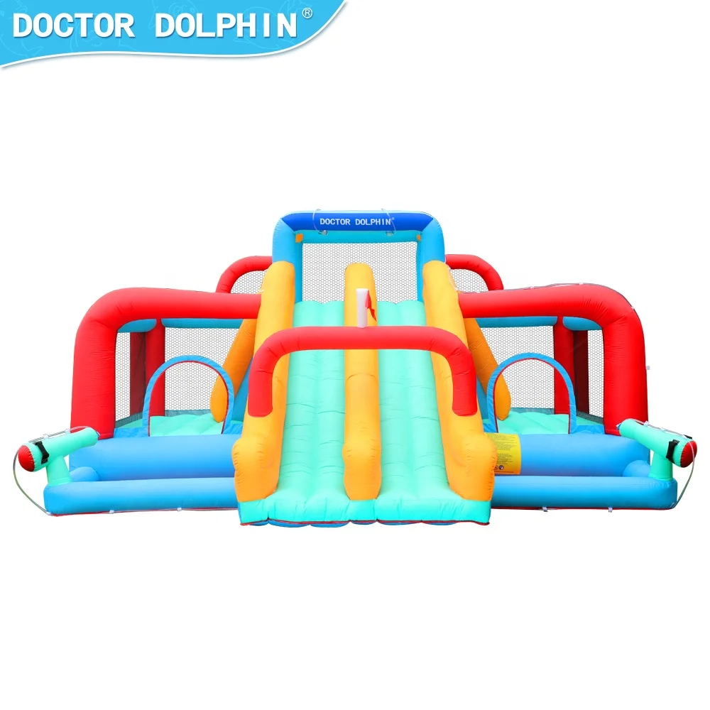 Doctor Dolphin Entertainment Children Inflatable Jumping Castle Bouncer Two Pool Water Gun And Double Slide In The Middle