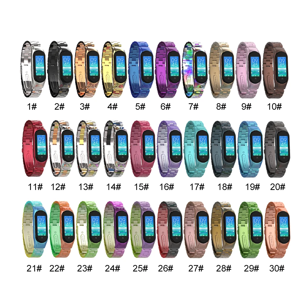 
2021 Mi band 5 metal strap stainless steel mi band 3 4 strap for xiaomi mi 5 4 3 band strap 