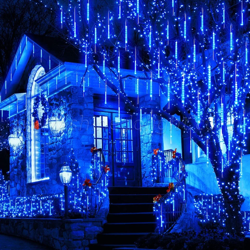LED Meteor Shower Lights Outdoor 8 Tubes Meteor Christmas Lights garland Falling Rain Lights for Party