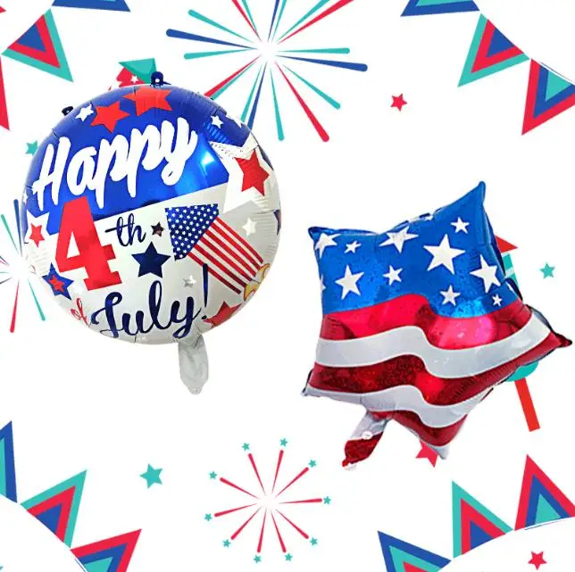 18inch Usa National Flag Pentagram Independence Day Balloon Round Foil Balloon Holiday Party Decoration Independence Day Balloon