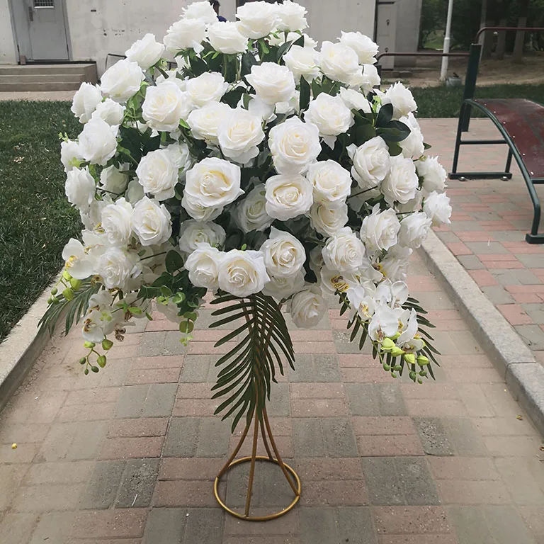 IFG wholesale large wedding ivory flowers 60cm kissing flower ball for wedding centerpiece