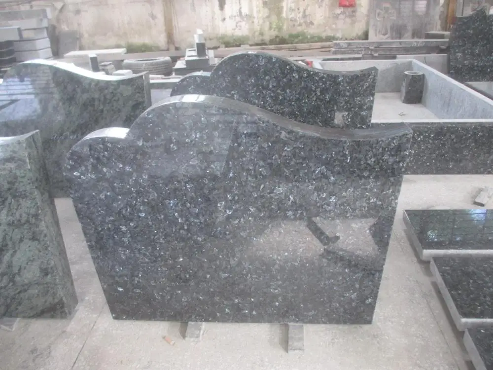 Norway Blue Pearl Granite Upright Headstone Memorial Head Stone For Grave