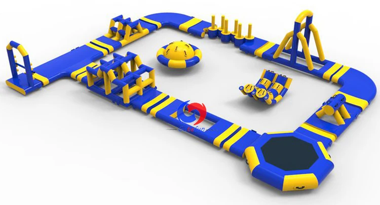 outdoor recreation customized modular commercial pool lake beach floating island inflatable water park