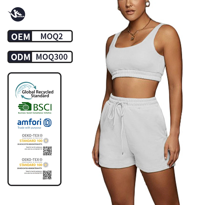 Summer Wholesale Clothing Crop Top Two Piece Shorts Pants Set Joggers Sets Outfits 2 Piece Sweatsuit Sweat Short Set Women