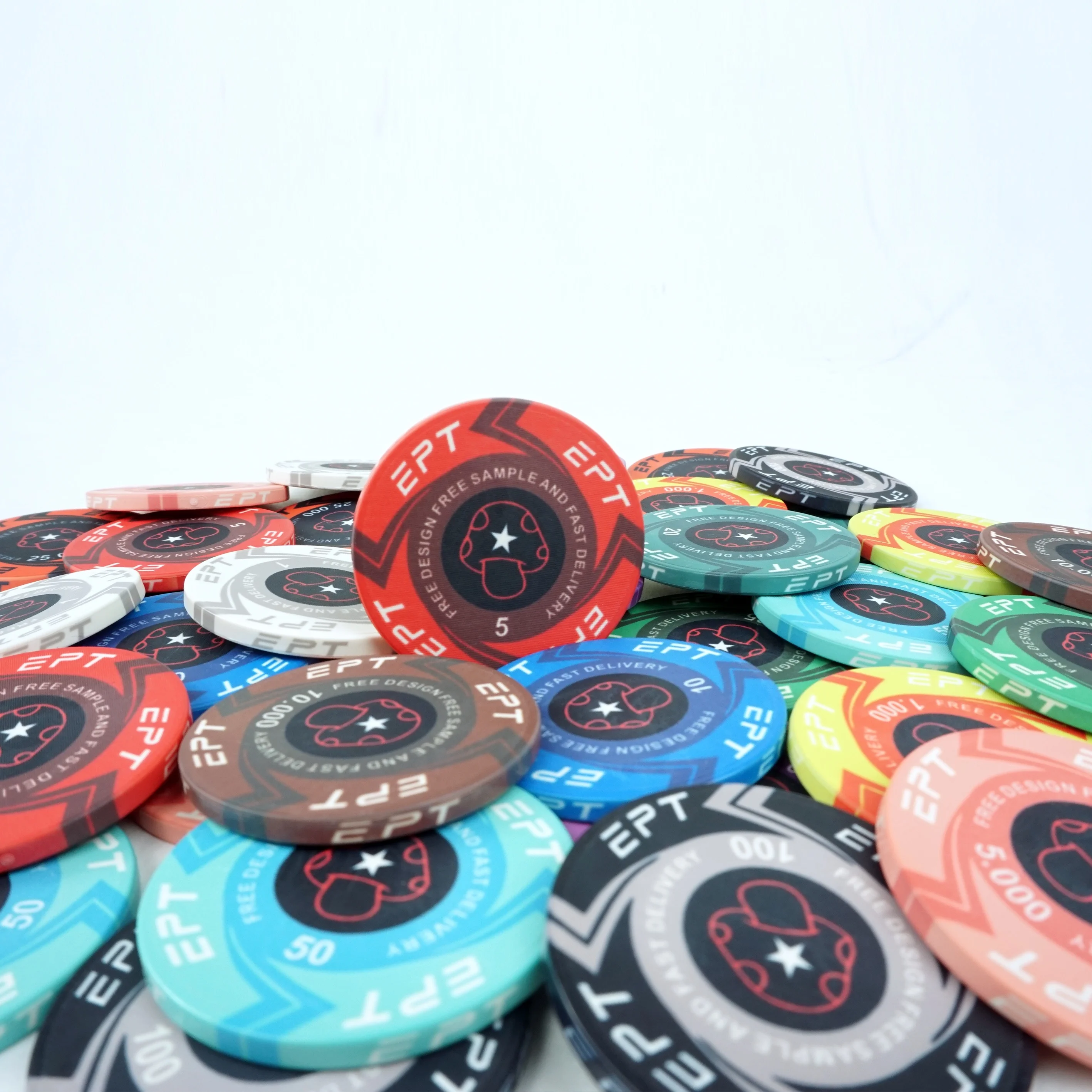 
Factory Price Casino Poker+chips Ceramic Material EPT Chip Poker 39*3.5mm With No Value For Sale 