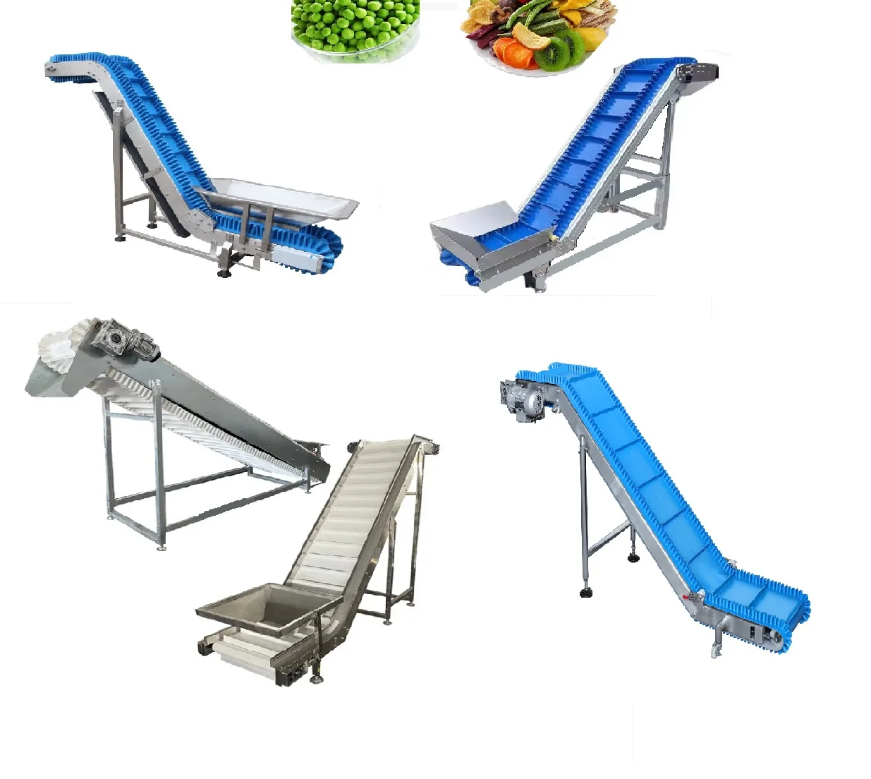 vegetable fruit tomato material lift Z type vertical steep angle slope PP modular PVC PU skirt sidewall inclined belt conveyor