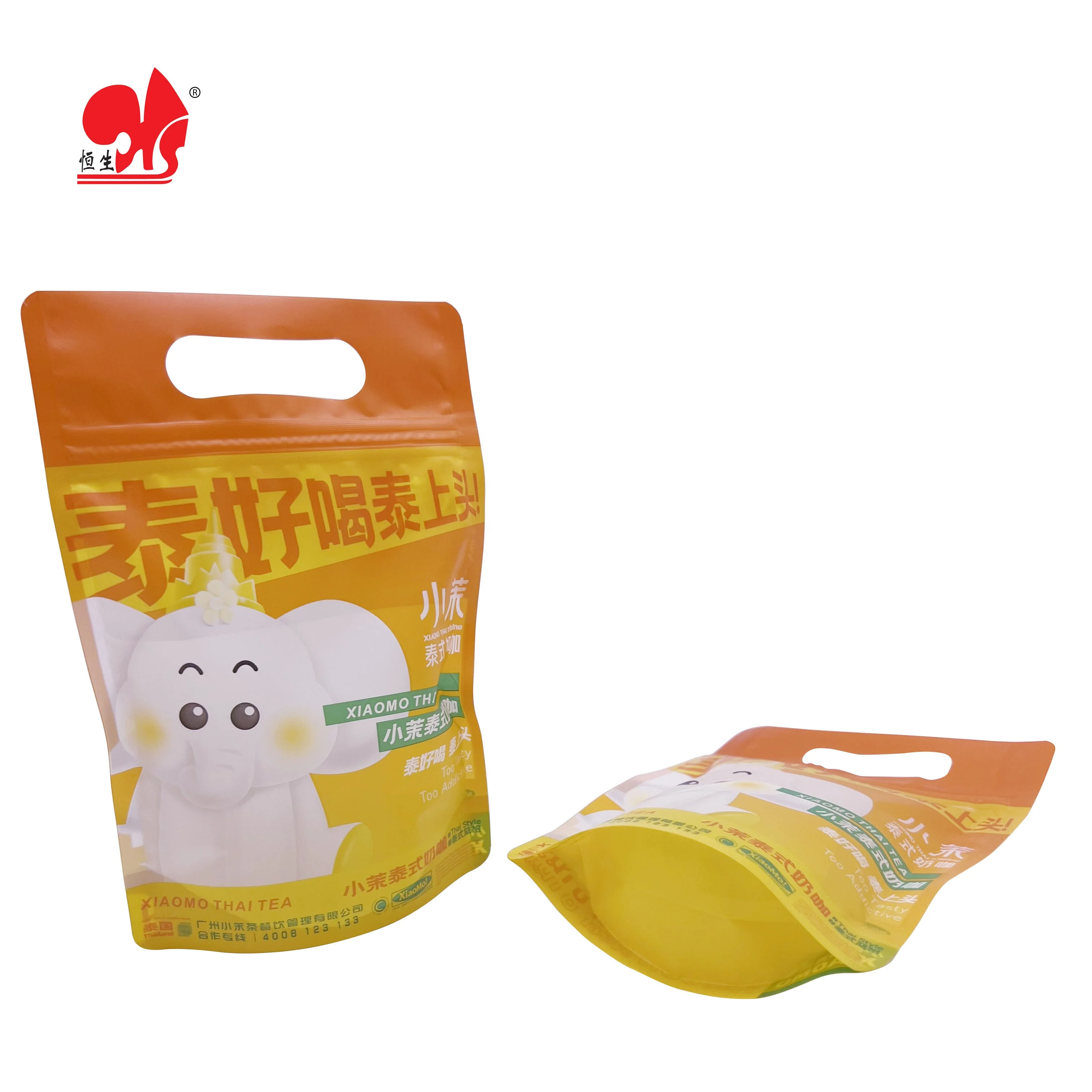 Custom-made milky tea white coffee stand up bag with zipper packaging bag food-grade materials