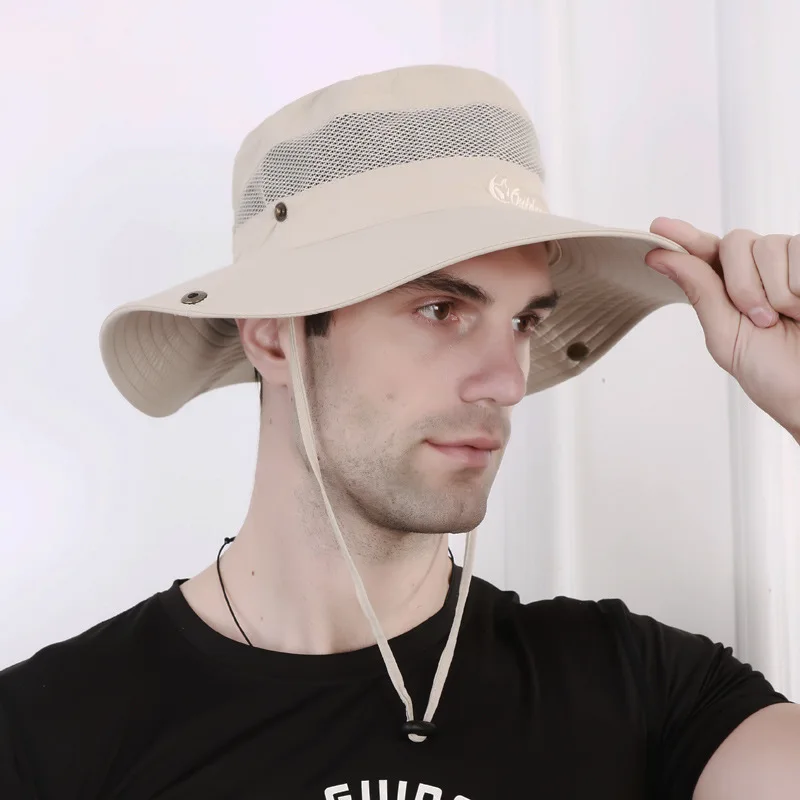 2023 New Design Bucket Hat Mesh Breathable Fisherman Hat With A Snap Fastener Be Closed Easily To Turn Into A Cowboy Hat