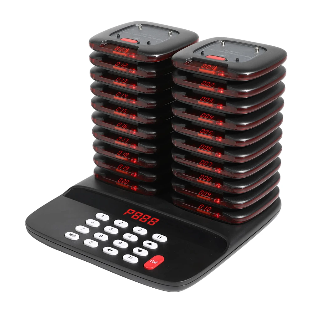 WirelessLinkx Customer Guest Buzzers Beepers 20 Queue System Restaurant Pager System For Clinic Coffee Shop Church Food Truck
