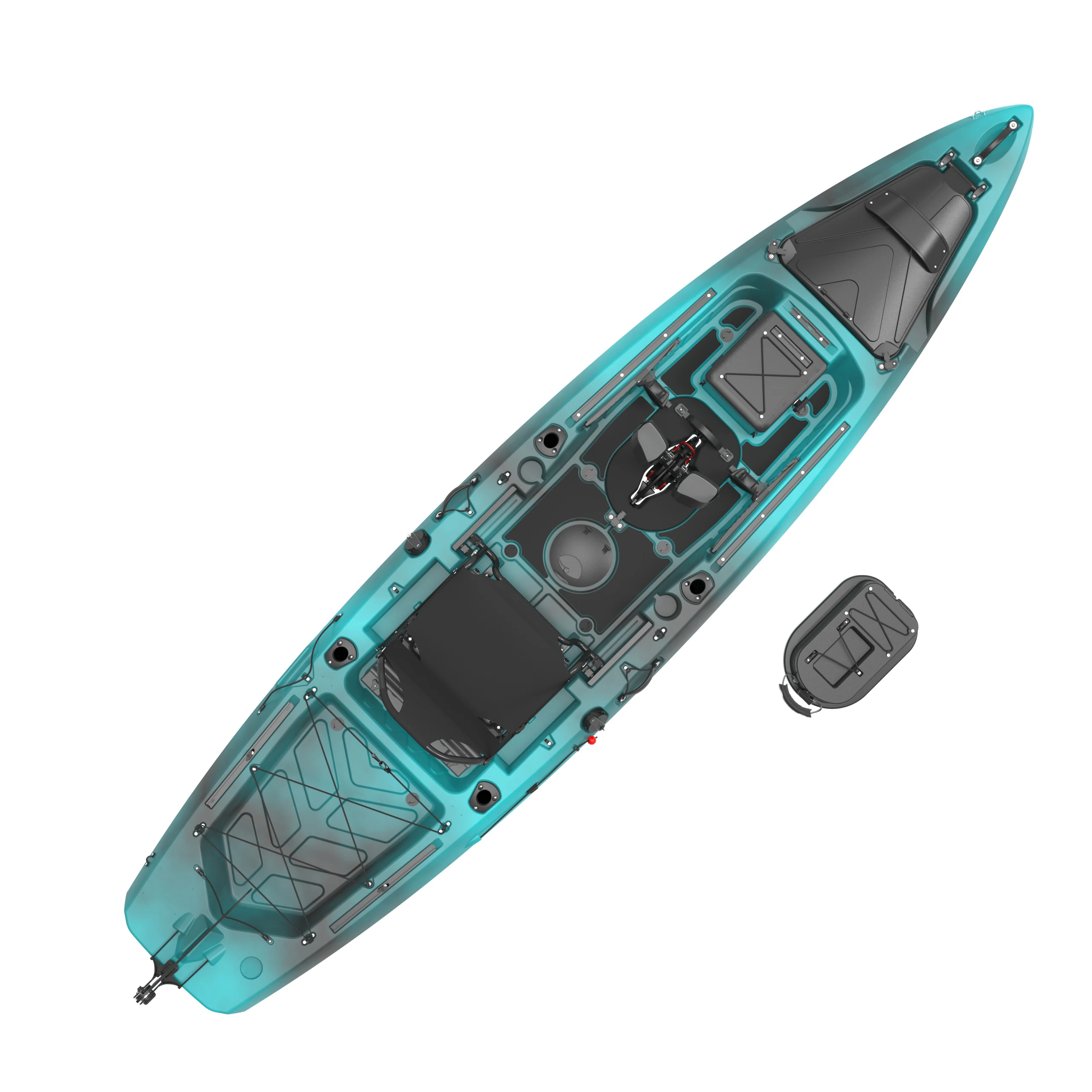 2022 New Design Cheap 385cm Single Person Sit On Top Fishing Pedal Drive Kayak With Aluminum Kayak Seat