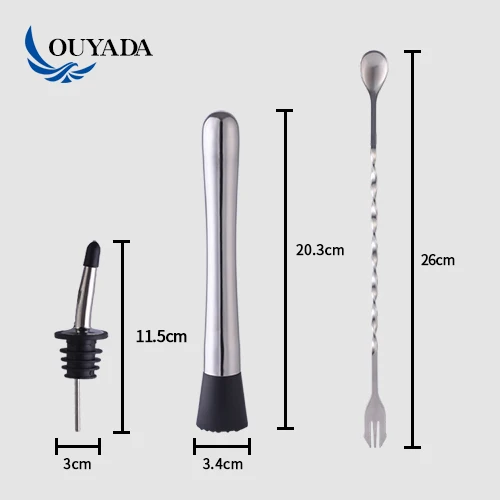 
Factory Direct 700ml brushed stainless steel cocktail shaker set cocktail set wood 