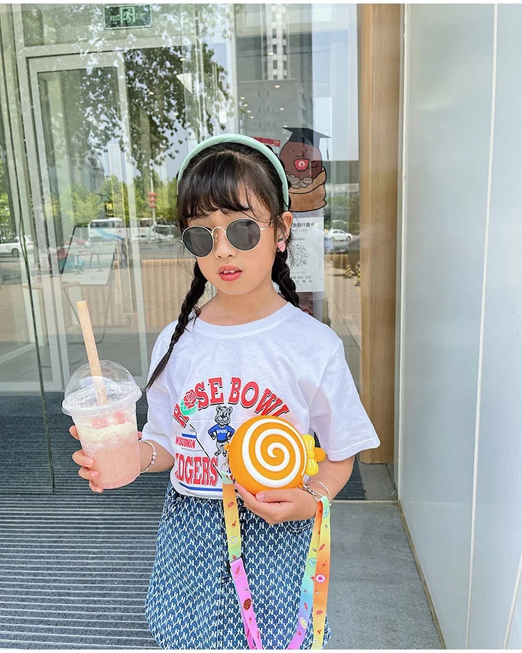 Donut Lollipop Cute Colorful Mini Toddler Kids Ladies Women Silicone 3d Squeeze Keychain Coin Purse Wallet Pouch Bag with Zipper