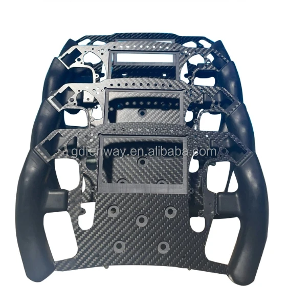 Custom Made Carbon Fiber Molding Parts Universal Racing Carbon Fiber Steering Gaming Wheel with Silicone Handles