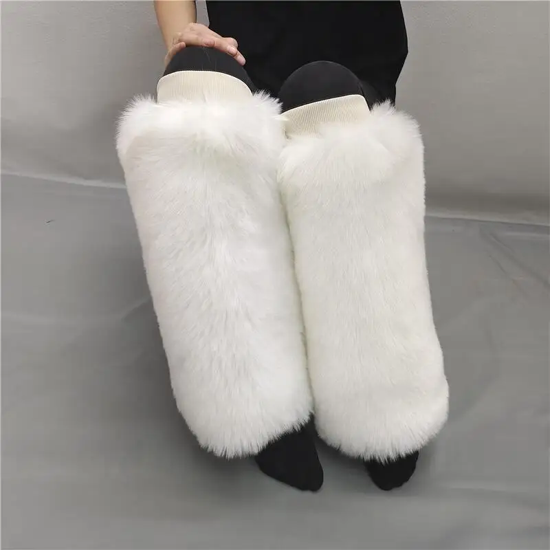 Women Faux Fur Leg Warmers Women Fall Leggings Boots Stocking Girls Lolita Punk Boot Cover Harajuku Fur Foot Warming Cosplay