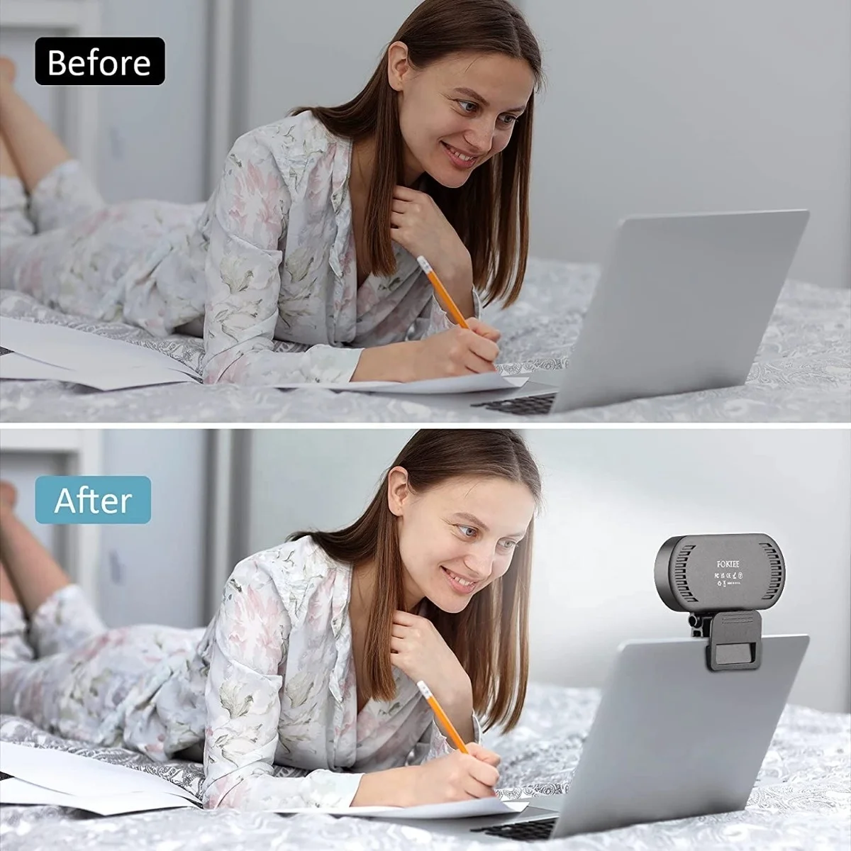 Светодиодное освещение для видеоконференций 3000 К 6000 К 5 Вт с батарейным питанием, с регулируемой яркостью, подсветкой для камеры с зумом для удаленной работы и видео