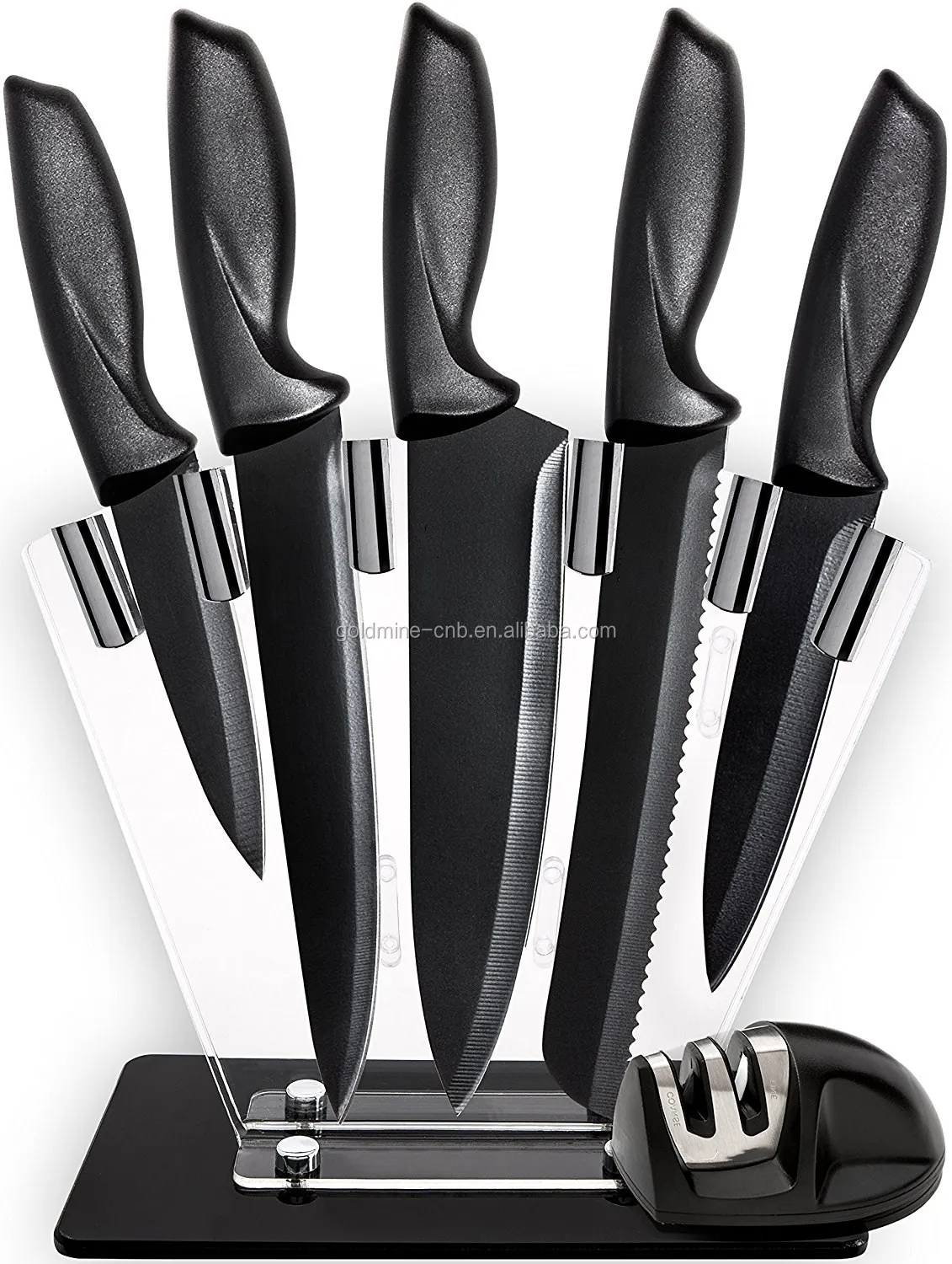 
PP handle non stick coating Black 17 pcs kitchen knife peeler set with gift box 