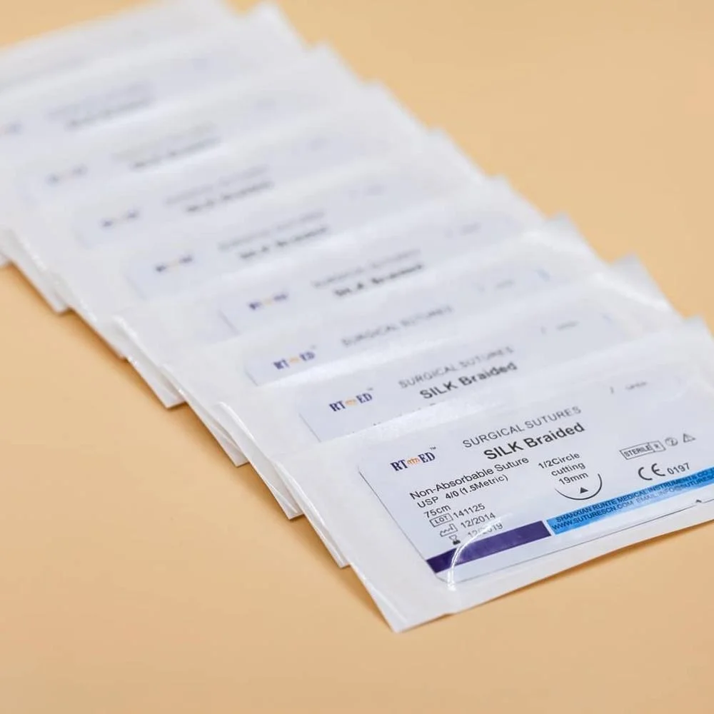 Non-absorbable sutures Silk Braided Black for oral surgery, ophthalmic surgery and skin closure