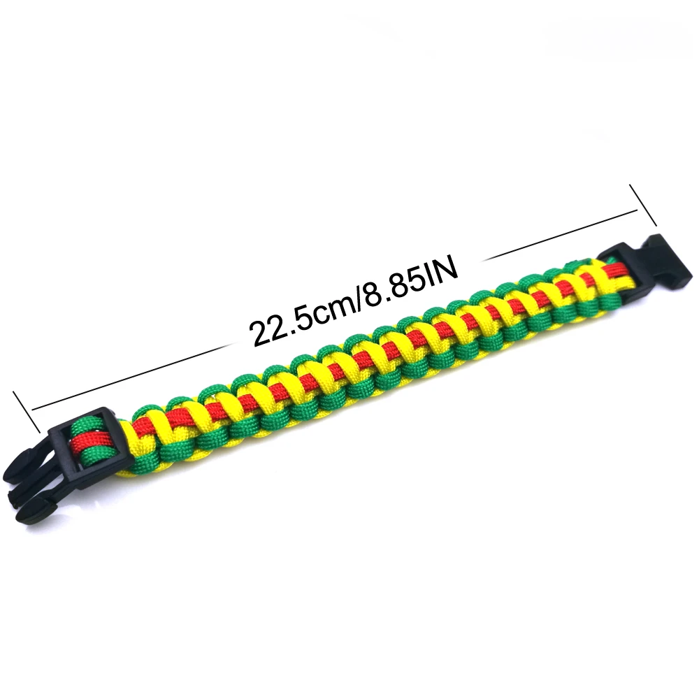 Handmade Green Outdoor Emergency Paracord Bracelet Buckle Whistle Survival Bracelet for Camping Hiking Accessories