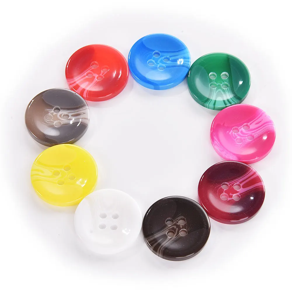 Hot selling Solid Color Sewing 4 Hole Polyester Resin Button for Cloth