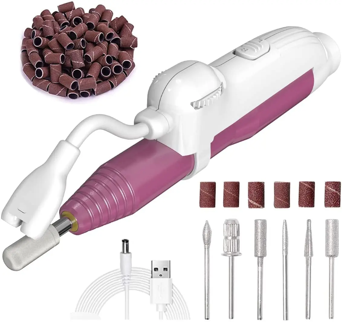 Electric Nail Drill with LED Light, Portable Professional Electric Nail File Kit with Nail Drill Bits & Sanding Bands
