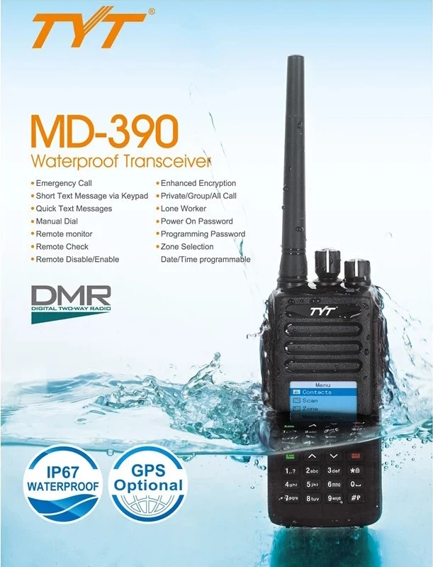 China Wholesale Walkie Talkie TYT MD-390 VHF Band Digital Radio MDR Transceiver Waterproof Ham Two Way Radio