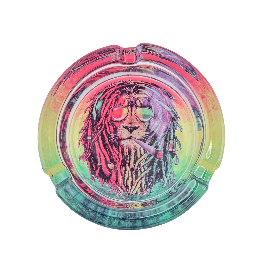 Customizable Luminous Pattern Logo Cartoon Round Thickening Transparent Glass Ashtray