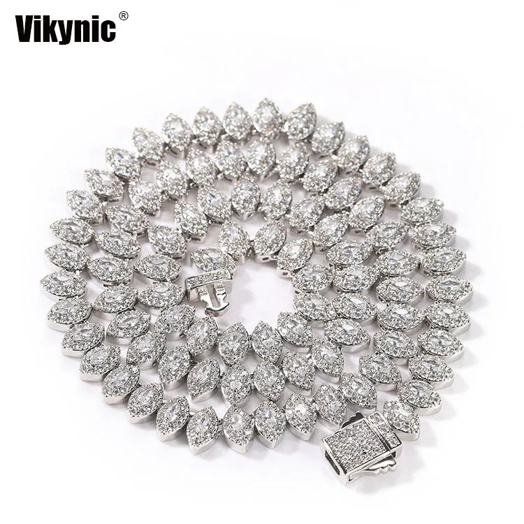 2021 New  Hip Hop CZ Iced Out Copper Inlaid Zircon Horse Eye Necklace full diamond Cuban Link Chain