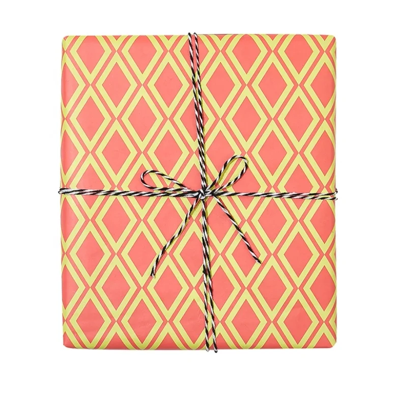 
All Occasion New Fashion Design Orange Plaid, Gift Wrapping Paper Roll for Gift Packaging 