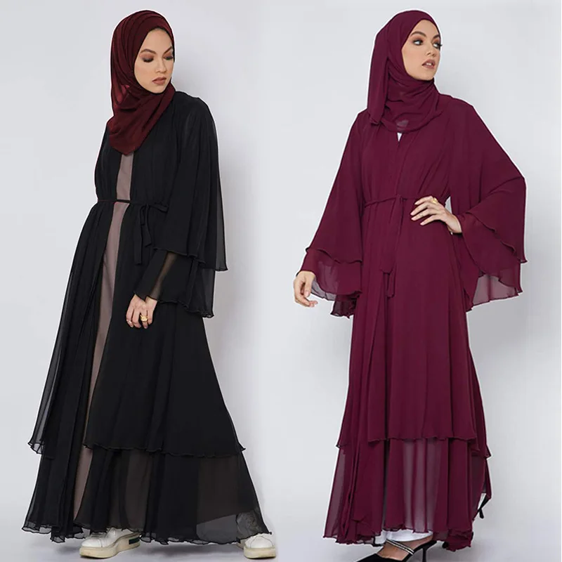 Dubai Abaya Muslim Women Prayer Jilbab Khimar Niqab Set Islamic Ethnic Clothing with 2 layer hijab abaya women muslim dress