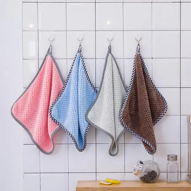 Soft absorbent coral fleece household kitchen cleaning towel