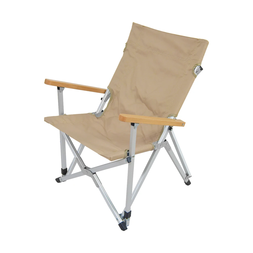 Luxury Lightweight Portable Beach Foldable Wood Armrest Outdoor Aluminum Folding Camping Chair