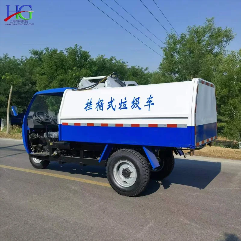 Diesel three-wheeled rubbish truck  Small diesel three-wheeled garbage transporter Bucket Garbage Truck