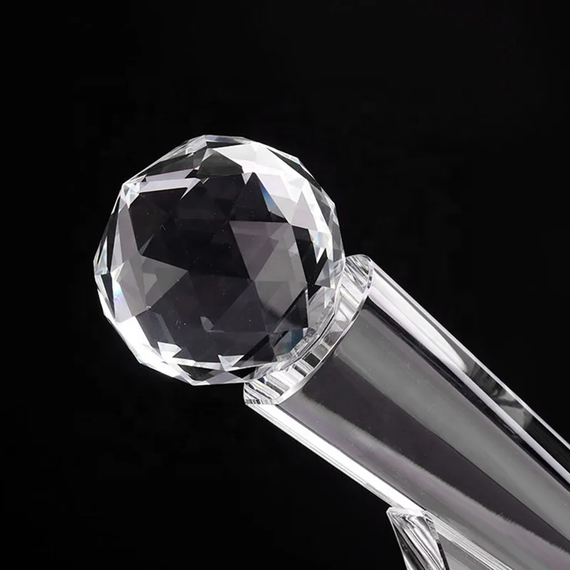 Custom Engraved Singing Trophy Award Personalized Crystal Glass Microphone Trophy For Music Souvenirs