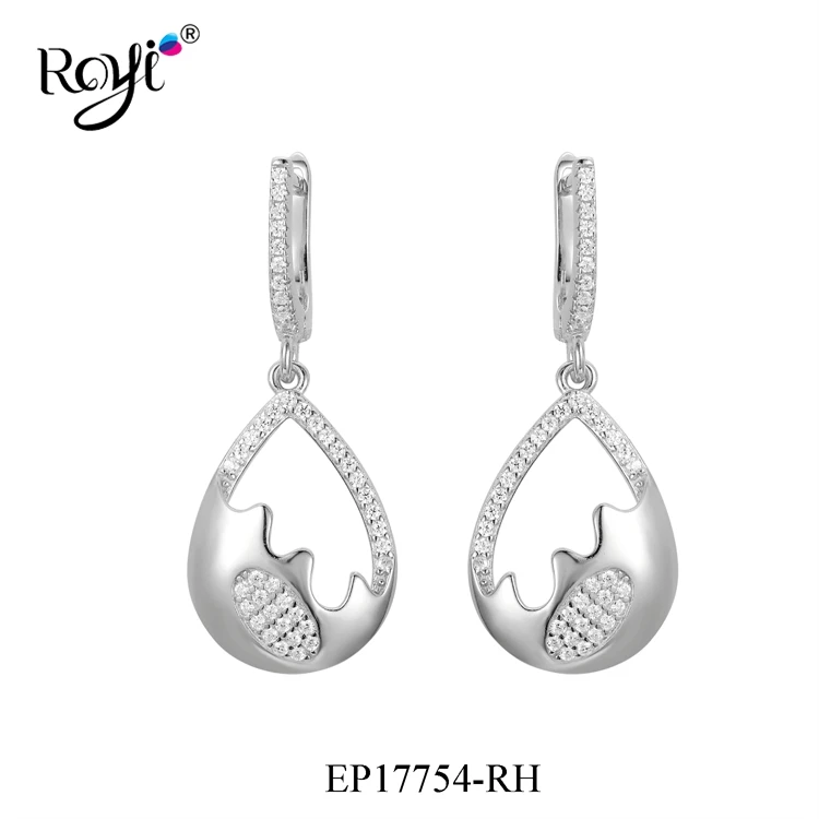 New Designs White Gold Plated 925 Sterling Silver Wholesale Designer Inspired Earrings