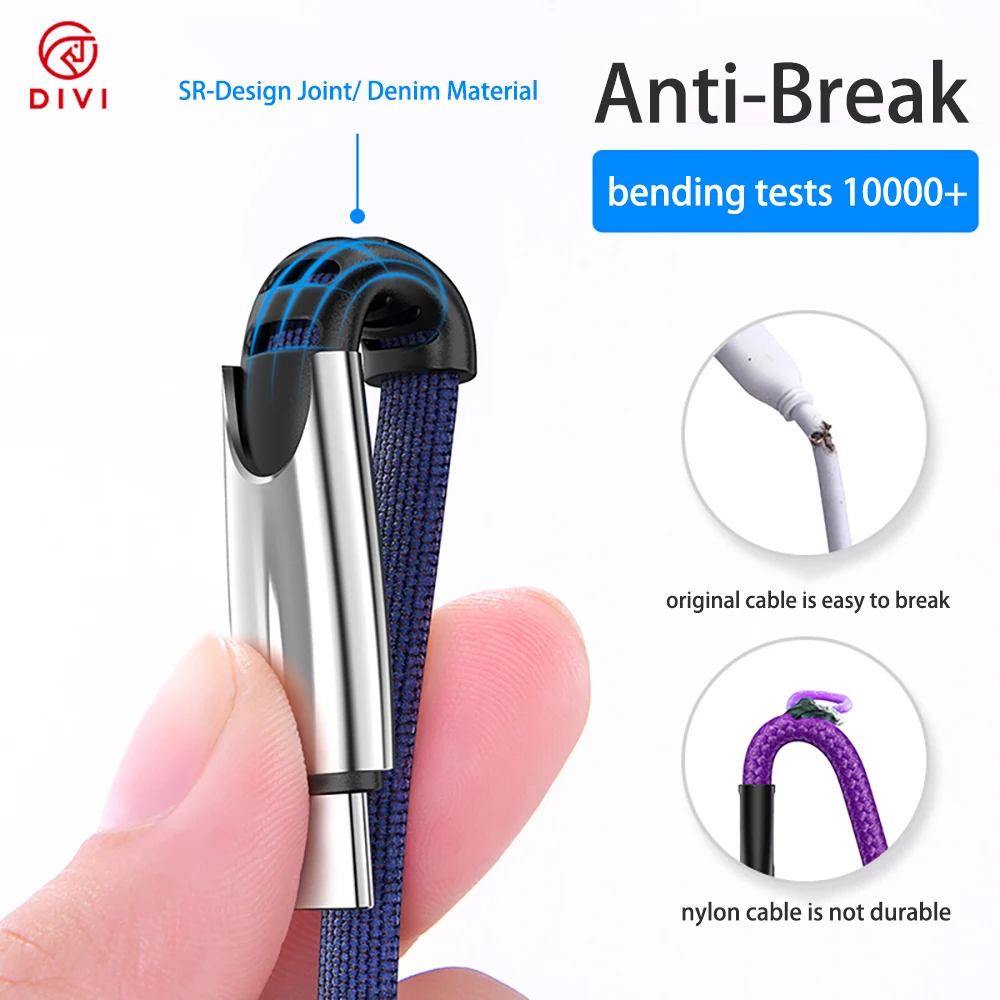 
OEM High Speed USB Cable Divi SR Alloy Shell 5A Fast Charging Type C USB Data Charging Cable for Android 