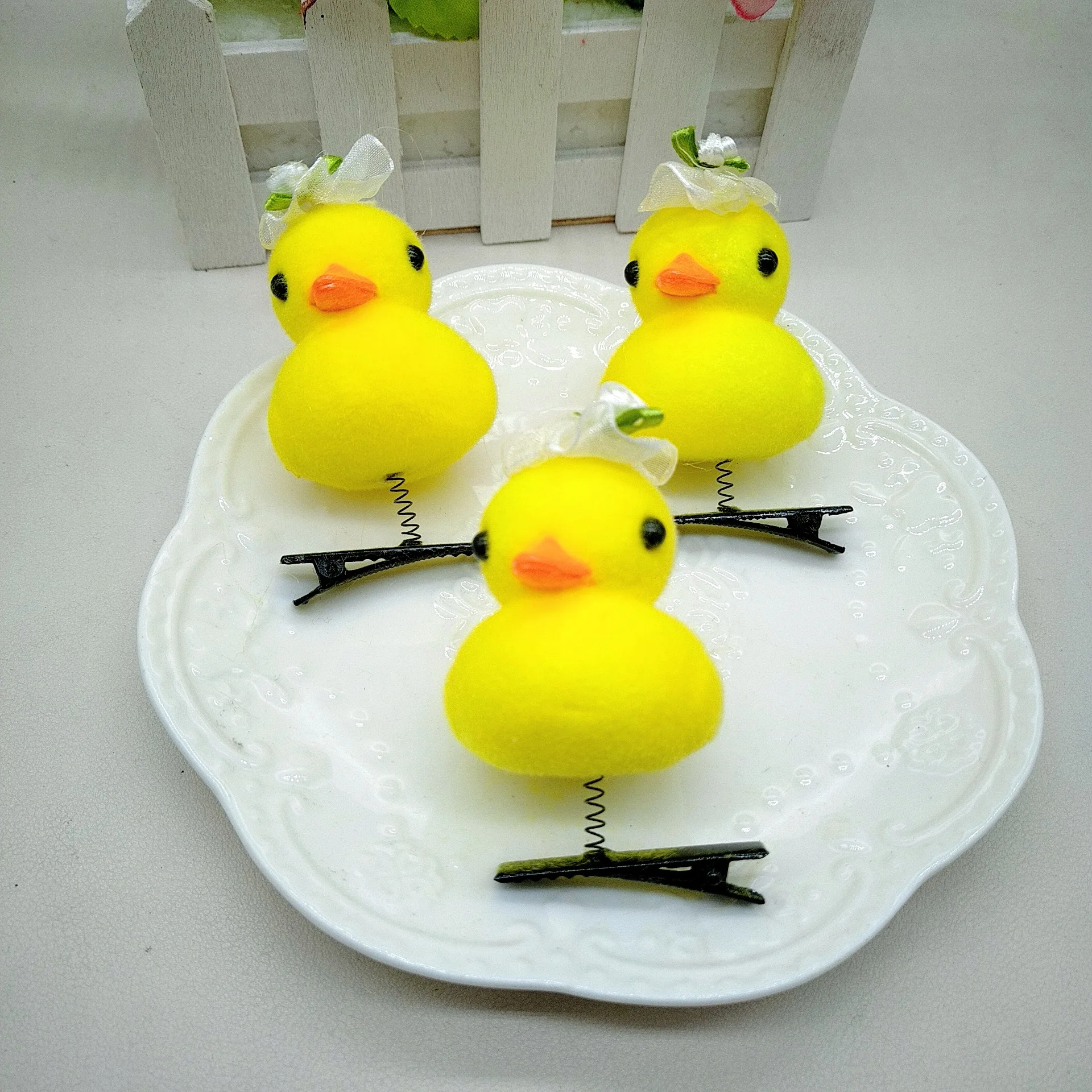 Wholesale Hot Selling Acting Cute Plush Yellow Baby Duck Easter Mini Duck Hairpin Diy Material Hair Clip