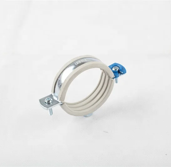Galvanized Fitting Hose Clamp German Type  pipe clamp with white rubber and blue plastic clip15-220mm