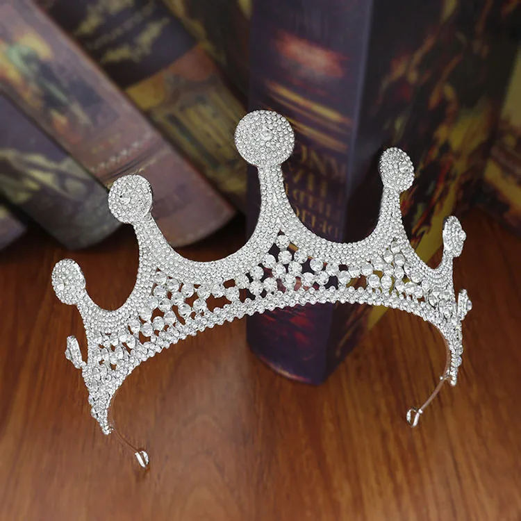Vintage Round Baroque Crystal Crown for Wedding Beauty Pageant Queen Crowns Jewelry